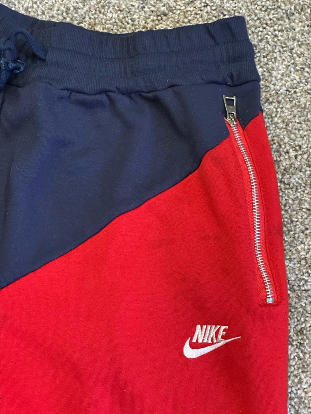Men's Colorblock Athletic Shorts - Red & Navy - Picture 6 of 9